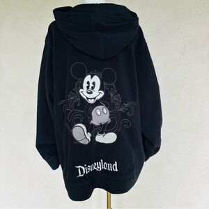 Disneyland Resort Black Micky Mouse Zip Up Fleece Hoodie